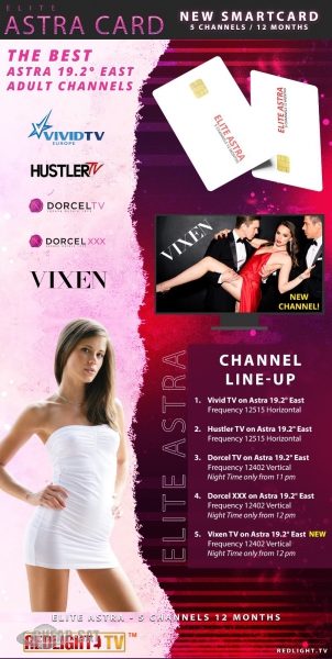 Hustler, Vivid, Dorcel, Dorcel XXX Tv, VIXEN TV- 5 Sender ASTRA 12 Monate Viaccess Karte